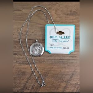 18" Necklace with Locket and Charms Blue La Rue